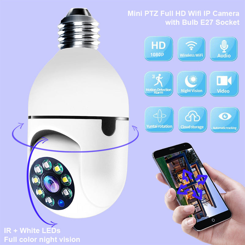 1080P WiFi Bulb Camera with 4X Zoom & Alarm